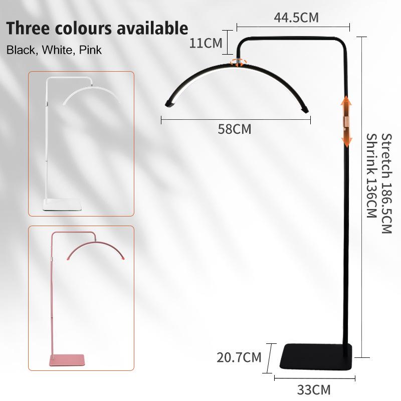 U-Shaped LED Nail Art & Beauty Light with Stepless Dimming, Eye Protection, Floor-Standing, 28-Inch