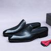 British Business and Leisure Leather Men's Leather Shoes Drill Bit Cowhide Half-tow Bag Head Slippers