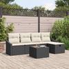 Sofa Set with Cushions and Storage Black Poly Rattan