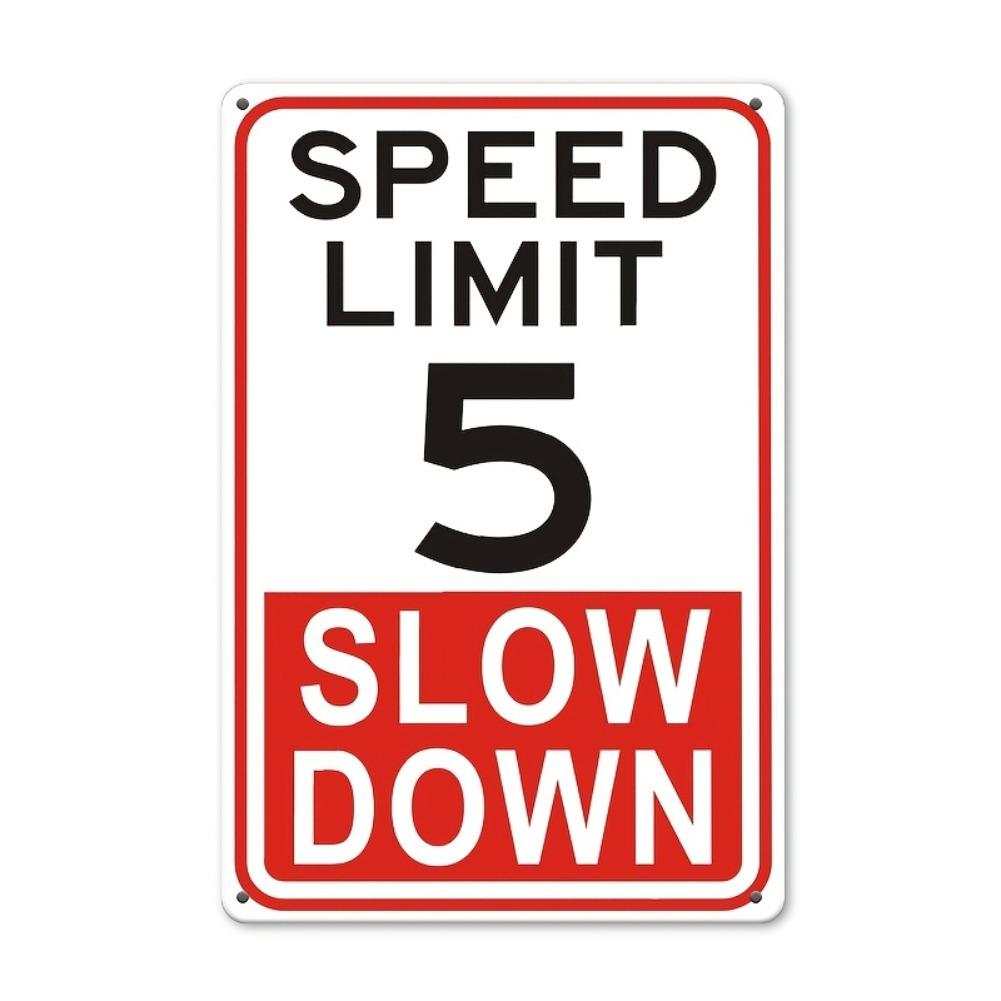 Vintage Metal Speed Limit Sign 1pc Vintage Metal Speed Limit 5 Slow Down Sign  8x12 Inch Retro Wall Decor for Home Garage 20x30cm