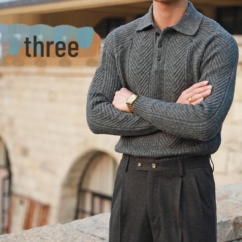 Men's Casual Lapel Polo: Thick, Warm, and Fashionable Slim Fit Autumn/Winter Sweater
