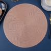 Round Hollow PVC Placemat Wind Coaster Insulated Dining Table Mat Non-Slip Bowl Mat Wheat Western-Style Placemat