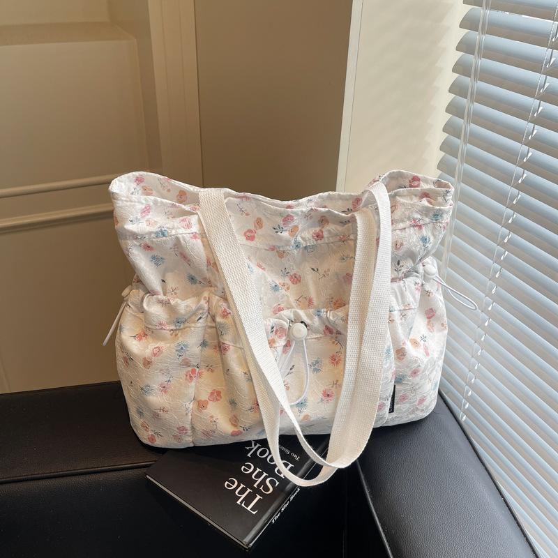 Niche Design Cloth Bag Women's Summer New Large-capacity Floral Handheld Cloth Bag Literary Tote Bag
