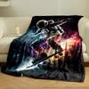 An Astronaut Skateboarding Through Vibrant Cosmic Colors and Starry Space. for All Seasons Blanket Lunch Break Throw Gift