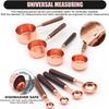 Rose gold handle wooden stainless steel measuring cup measuring spoon set 8PC