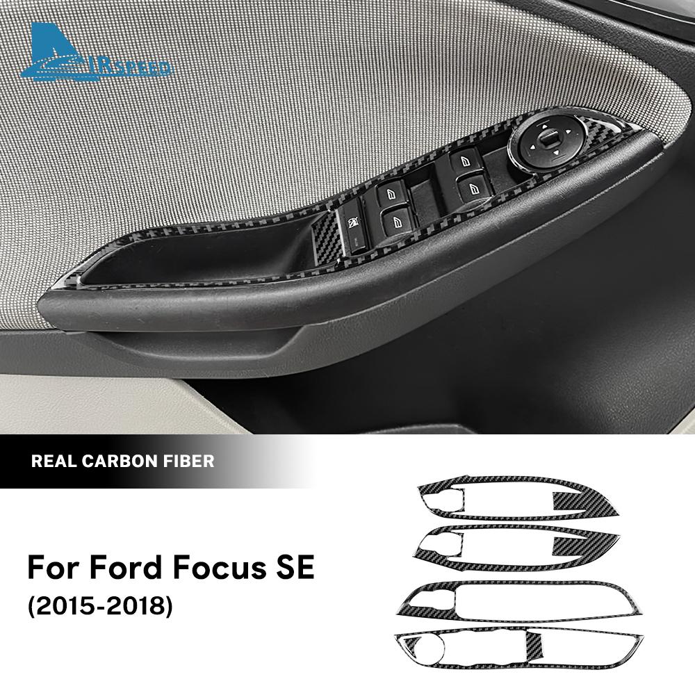 Adesivo in Vera Fibra di Carbonio Morbida per Ford Focus SE RS ST Ecoboost 2012-2015 2016 2017 2018 LHD Pannello Pulsanti Alzacristalli Finestrino Auto