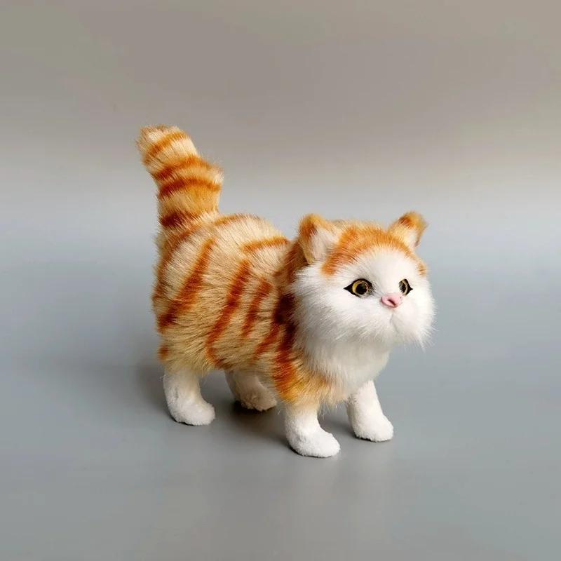 Cute Faux Plush Simulation Cat Animal Model Crafts Car Ornaments Gifts Home Decoration Children's Birthday Party Gift Supplies