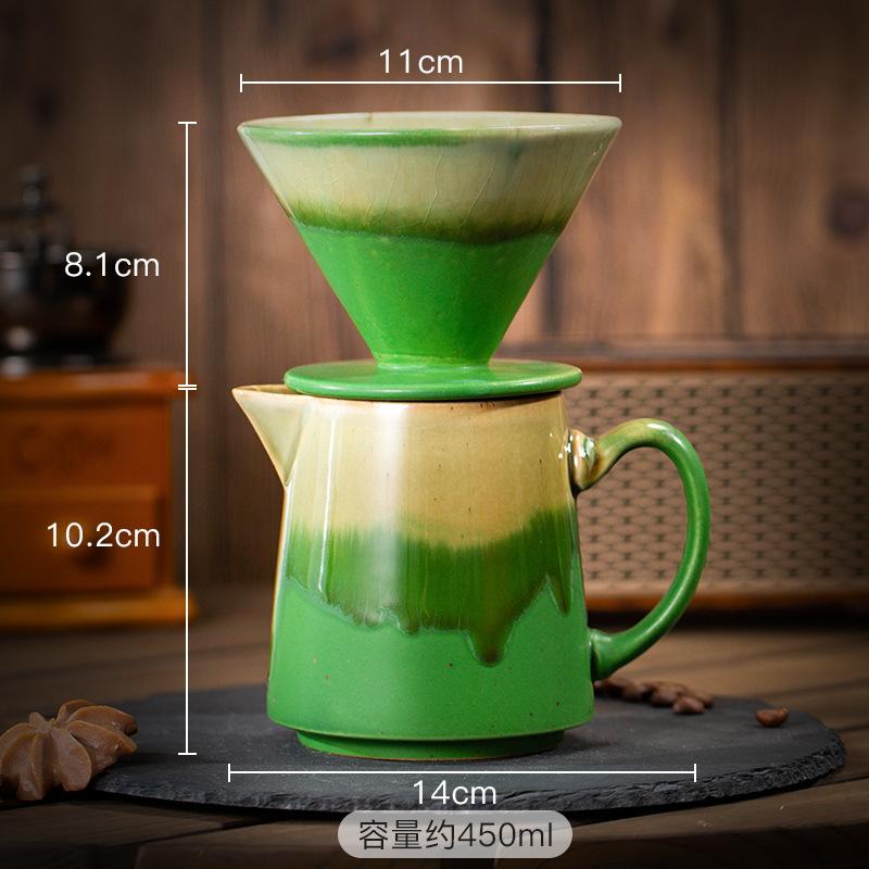 Kreatives Keramik Handaufguss Kaffeekannen-Set Ofengedreht Retro Kaffeefiltertasse Kaffeefilter Sharing-Kanne Heimdekoration