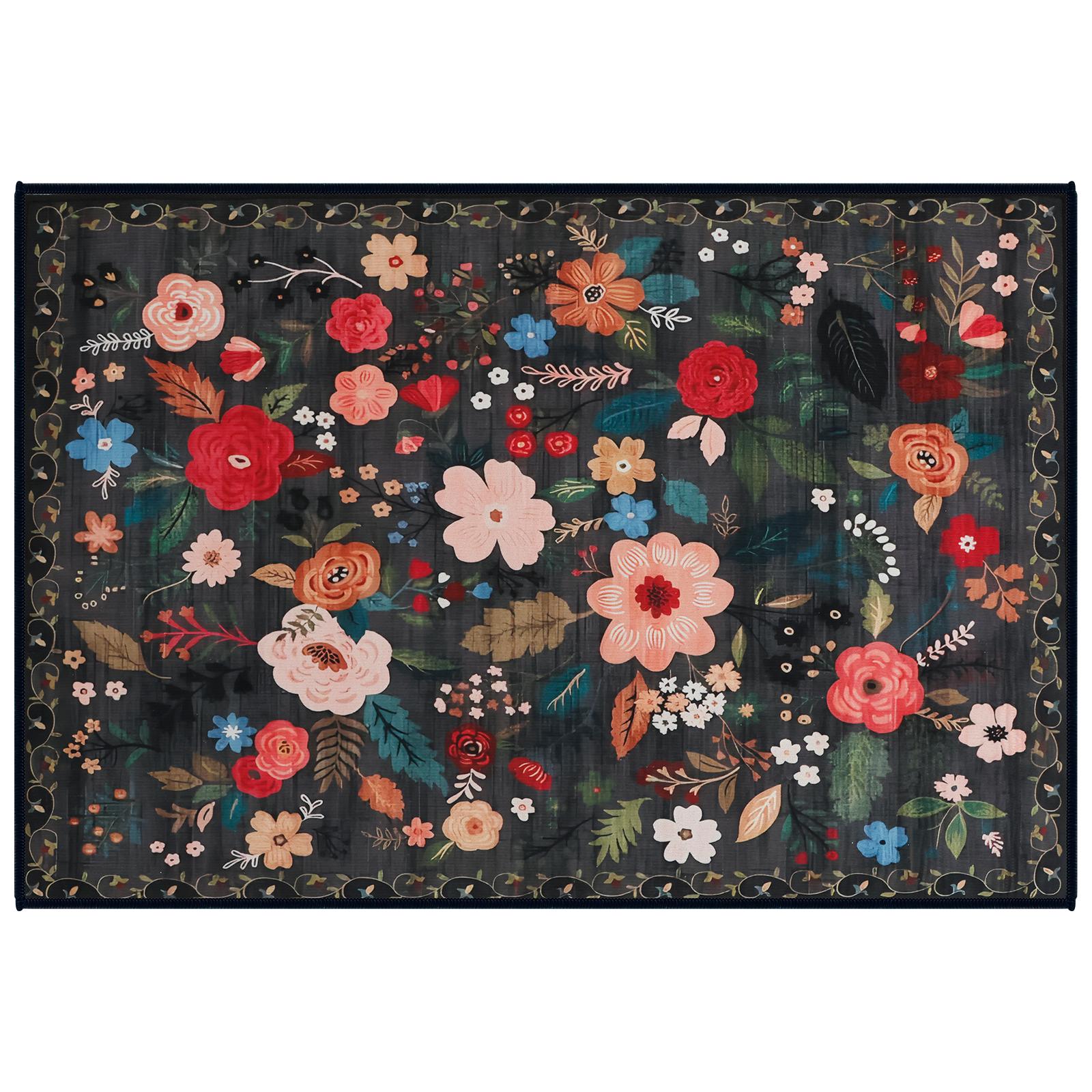 

1/2Pcs 60x90cm Door Mat Vintage Floral Rug Indoor Entrance Nonslip Bathroom Mat Kitchen Carpets for Home Living Room Decoration 1PC чорний