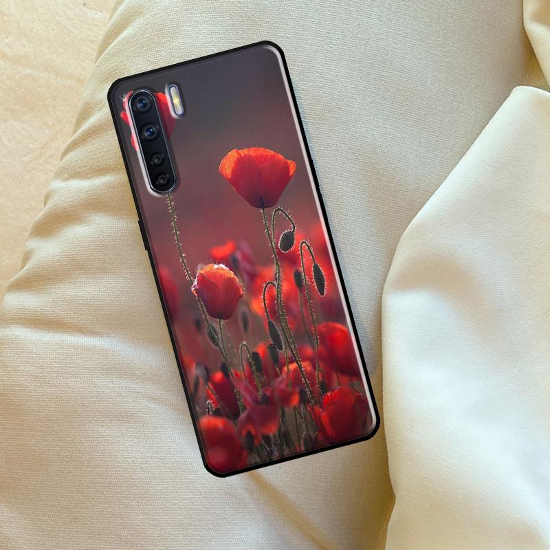 

Red Corn Poppy Flower For OPPO A17 A57 A77 A5 A9 A53S A52 A72 A96 A76 A16 A54 A74 A94 A38 A58 A78 A15 A79 Case OPPO A15