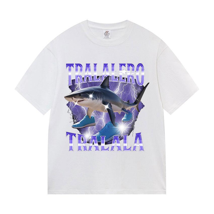 Tralalero Tralala Funny Shark Meme Italian Brainrot Hot Sale 2025 T Shirts Man Woman Fashion High Quality Cotton Tees Streetwear