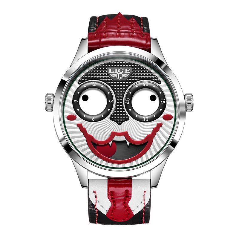 LIGE mens wristwatch Clown Dial Unique Strange Fashion sports military watches men clock Waterproof quartz Watches Gift For Men