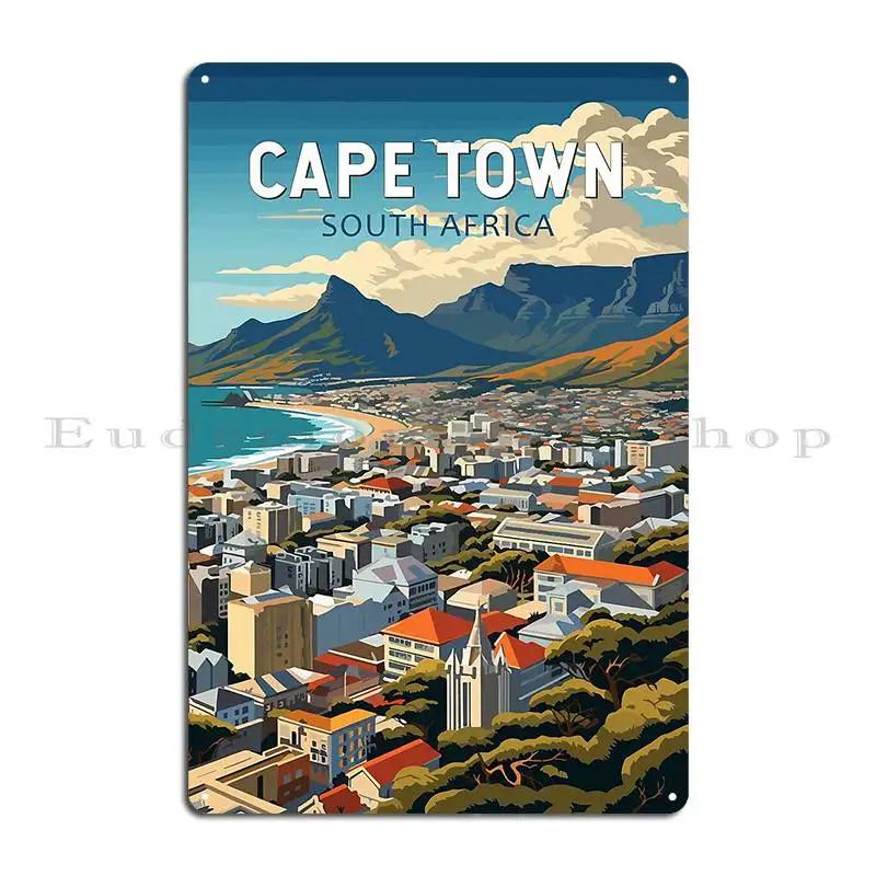 Кейптаун Южная Африка Путешествия Искусство Винтажный Металлический Плакат Ретро Персонализированный Классический Паб Тарелки Настенная Роспись Жестяная Табличка Плакат 20x30cm（7.8x11.8inch）