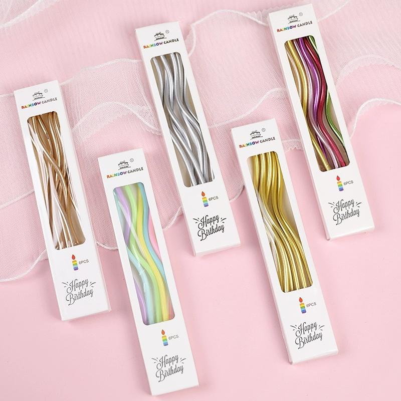 Birthday Cake Candles Curly Metallic Birthday Candles Curly Coil Candles Metallic For Gender Reveal Cupcake Decorating Party