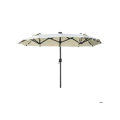 Ombrellone doppio - Outsunny - 295 x 219 cm - LED solare - Inclinabile - Beige