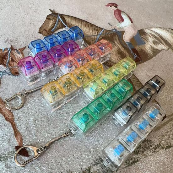 Yousheng Jucărie Fidget Tastatură cu 4 Taste cu Lumină Eliberare Stres Capac Transparent Tastatură Clicker deget Breloc Buton Decompresie Jucărie Senzorială