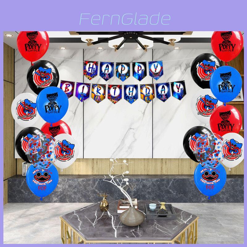 Poppy Playtime Huggy Wuggy Geburtstagsfeier Dekorationen Premium Set aus Ballons und Kuchenaufsätzen