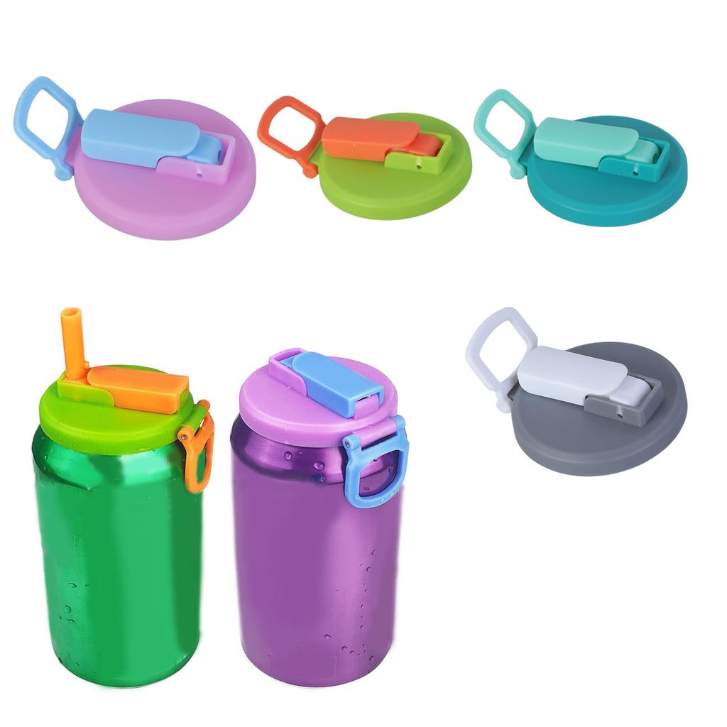 Pack Of 4 Silicone Can Covers with Straw for Sodas and Beer Spill Proof Beverage Juice Can Lid for Outdoor Activity
