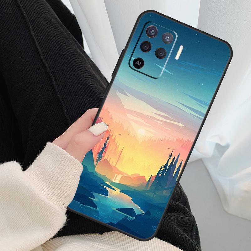 Star Lake Mountain Case For Oppo A54 A74 A94 A18 A57 A17 A77 A38 A58 A78 A98 A80 A60 A40 A96 A76 A16 A15 A5 Pro