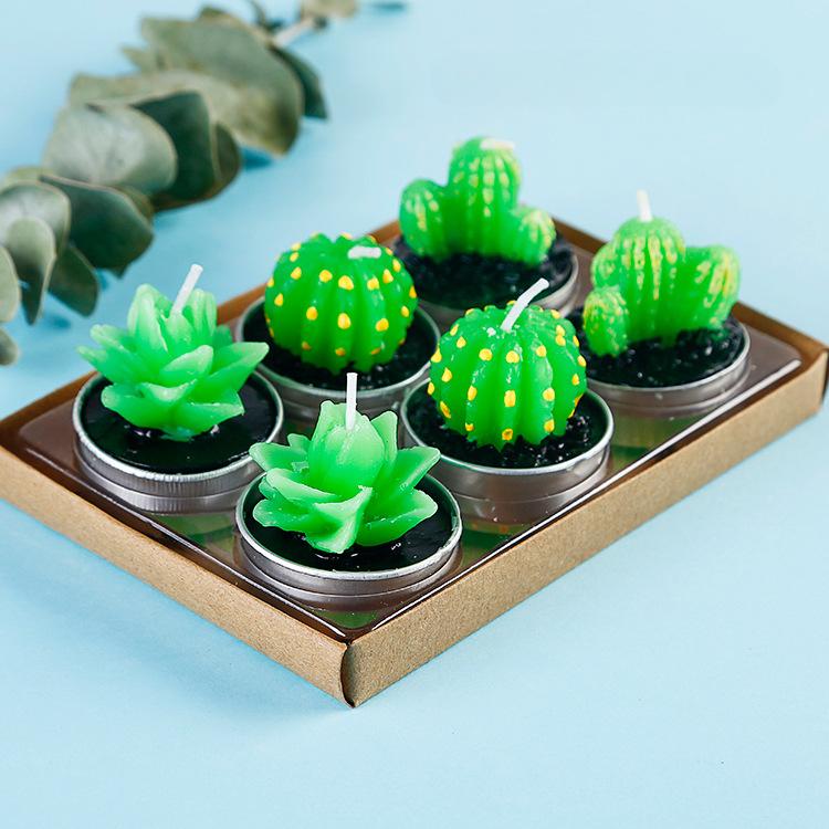 6pcs/set of Mini Cactus Candle Decorations for Holiday Party Wedding and Birthday Decorations