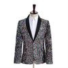 Men's Iridescent Sequin Tuxedo Jacket - Ideal for DJs, Nightclubs, and Stage Performances