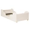 Children's Bed 90 X 200cm, Upholstered Bed, with Safety Rail, Night Light, USB Charging Port and Storage Compartments, Solid Wood Legs, Beige Bouclé