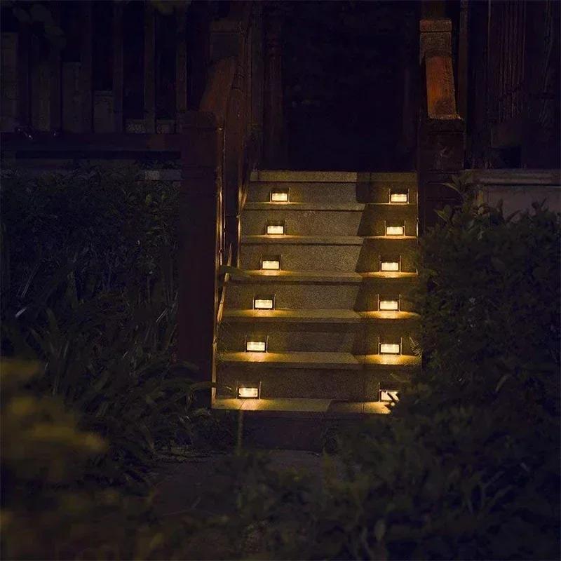 Solar Fen Light Outdor Garden, Waterproof Step Lights, Stainless Steel Led Lighting Decoration for Stair Deck Wall Patio Porch
