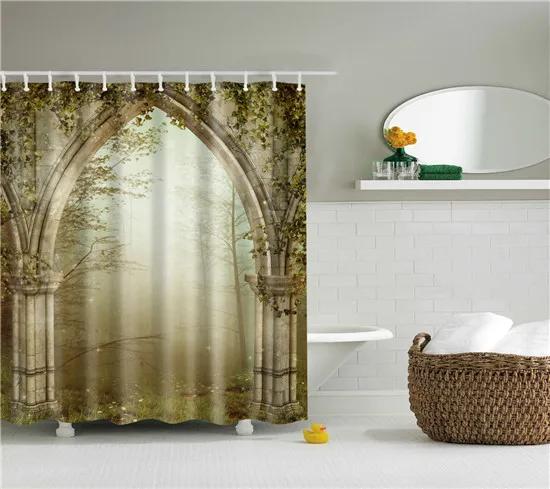 Beautiful Scenic Forest Mountain Shower Curtains Fabric Waterproof Polyester Bathroom Curtain For Bath With Hooks 180X180Cm