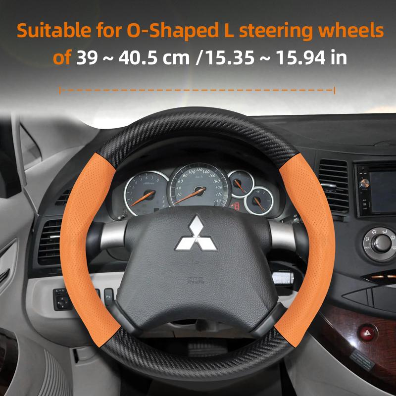 Cwnqah1 Cwmvjg1 Suitable for Mitsubishi Breathable Leather Matte Carbon Fiber Texture Steering Wheel Cover, Suitable for Outlander Phev Sport Eclipse