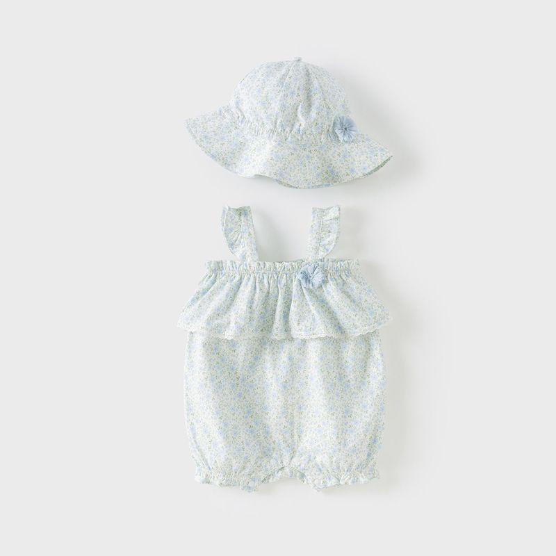 David Bella Baby Girl Onesie Newborn Antibacterial Anti-Mite Crawling Suit 2026 New Summer Baby Romper Flower Print [Ready Stock] 80