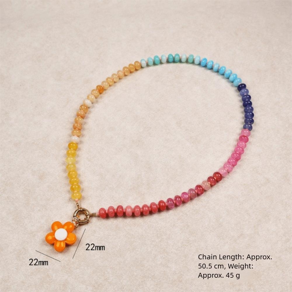 Bohemian Rainbow Beaded Necklace Ocean Style Choker Necklace New Flower Pendant Necklace  Jewelry