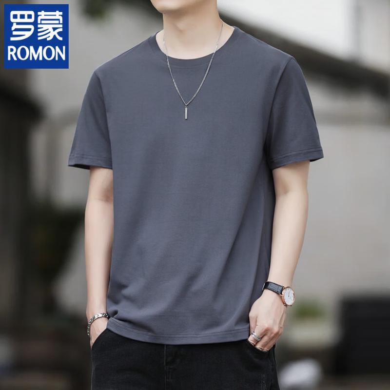 ROMON Men's Summer Lightweight Crew Neck Cotton T-Shirt