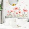 Pink Floral Dragonfly Wall Sticker Self Adhesive PVC Decal for Living Room Bedroom Home Interior Decoration