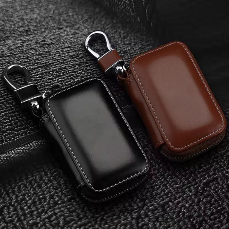 Car Leather Zipper Key Wallet Keychain Multifunctional Mini Purse Key Holder Case Leather Car Key Case Key Full Cover Bag