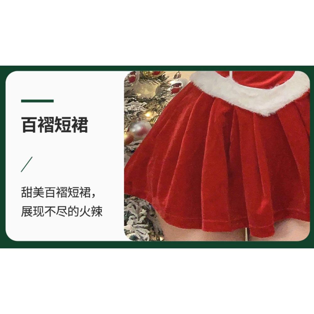 Domila Christmas Dress Female Velvet Dress Pure Lust Sexy Female Live Streaming Host Performance Costume Halloween Stage Costume