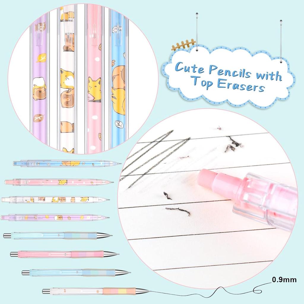 20 Pack Mechanical Pencils Kawaii Stationary Cute Mechanical Pencil Mixed 0.5mm 0.7mm 0.9mm Kawaii Pencil for School Office Home Supplies, Some with