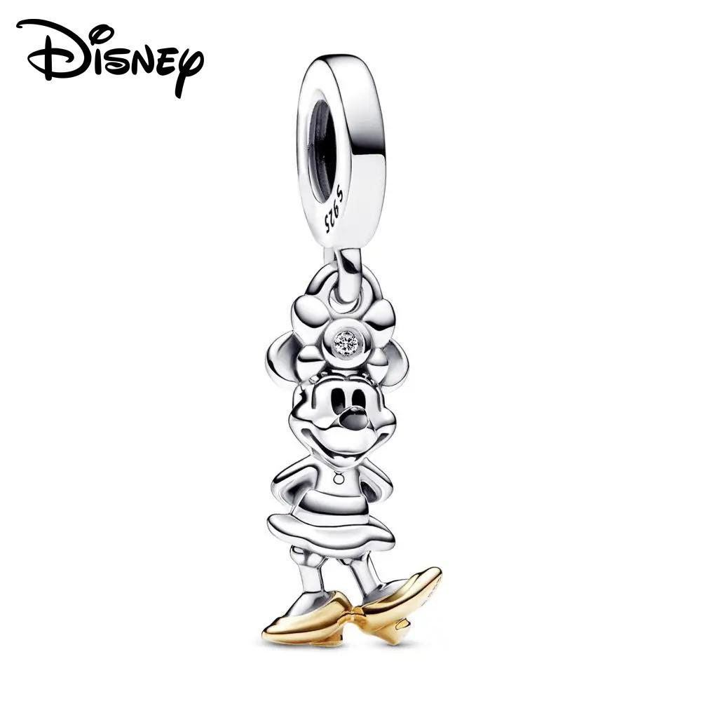 Disney 925 silver Mickey Minnie and Toy Story bass Lightyear Pendant Beads original DIY Bracelet suitable for Girls Gift