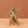 Solid Brass Antique Finish Female Warrior Statue Fine Intricate Carved Details Small Desktop Ornament for Home Office Decoration