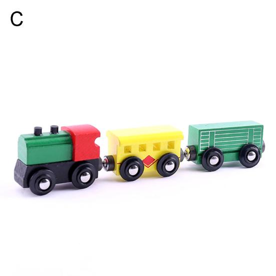 3Pcs/Set Magnetic Wooden Mini Train Carriage Model Educational Kids Toy Gift