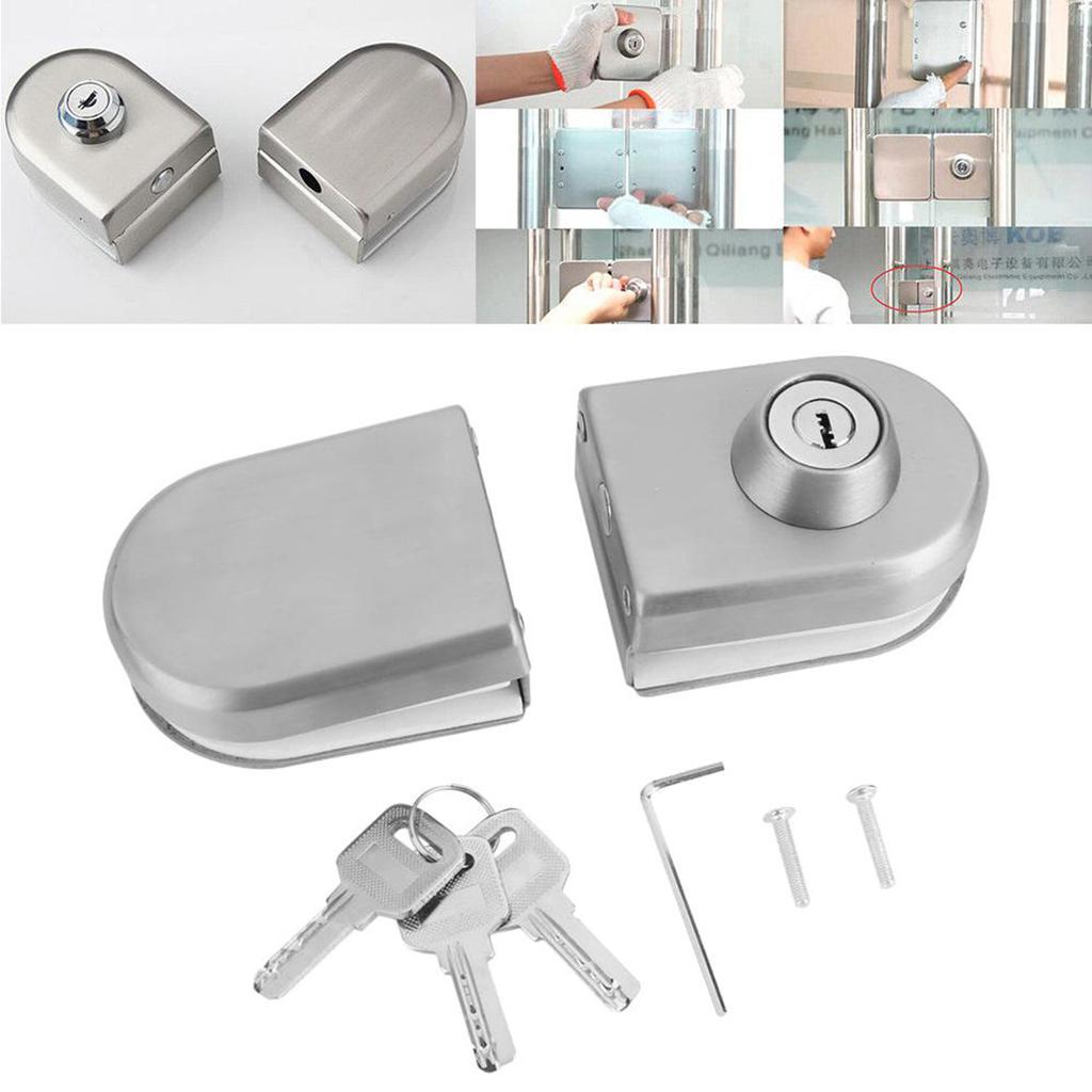 Glass Door  , Stainless Steel Lock with Keys for 10 To 12mm Frameless Glass Easy Installation Home Hotel Bathroom Use