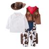 Babykleidung Jungen Cowboy Kostüm für Kinder Kinder Cosplay Kleidung Sets Weste+Hose Hose+Schal+Hut 4er Pack Kleinkind Outfits Anzug