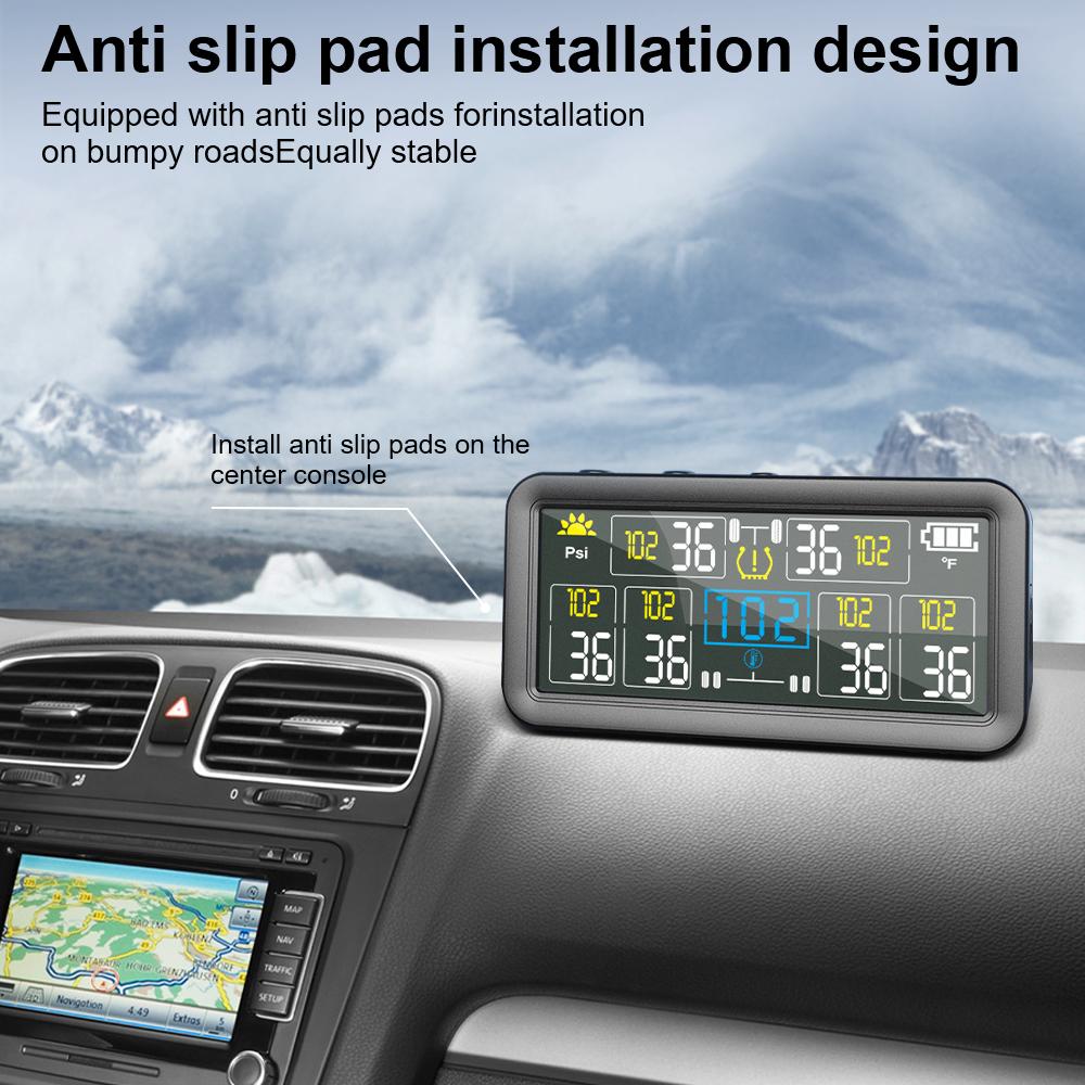 Wasserdichte Reifendruck-Temperaturwarnung 0~9.9Bar LKW Wohnmobil Solar TPMS 4/6 Externe Sensoren Auto Reifendruckalarm Digitales LCD-Display