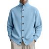 Cardigan in maglia casual e rilassato da uomo -colore, Cappotto con bottoni a maniche lunghe a righe, collo alto, a maglia grossa da uomo