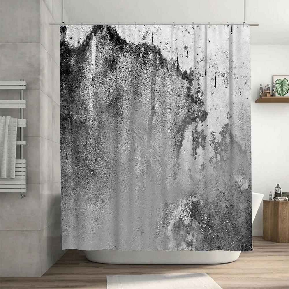 Duschvorhang Vintage Grau Steinstruktur Wasserdicht Hintergrund Bauernhaus Badezimmer Dekor Künstlerisch Grunge Wandbehang Moderner Stil
