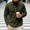 Mens Loose Fit Long Sleeve Henley Shirt Casual Basic Top