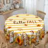 Hello Fall Warm Color Pumpkin Sunflower Striped Tablecloth, Anti-Fouling Leave-In Dining Table Cloth Coffee Table Cloth Round