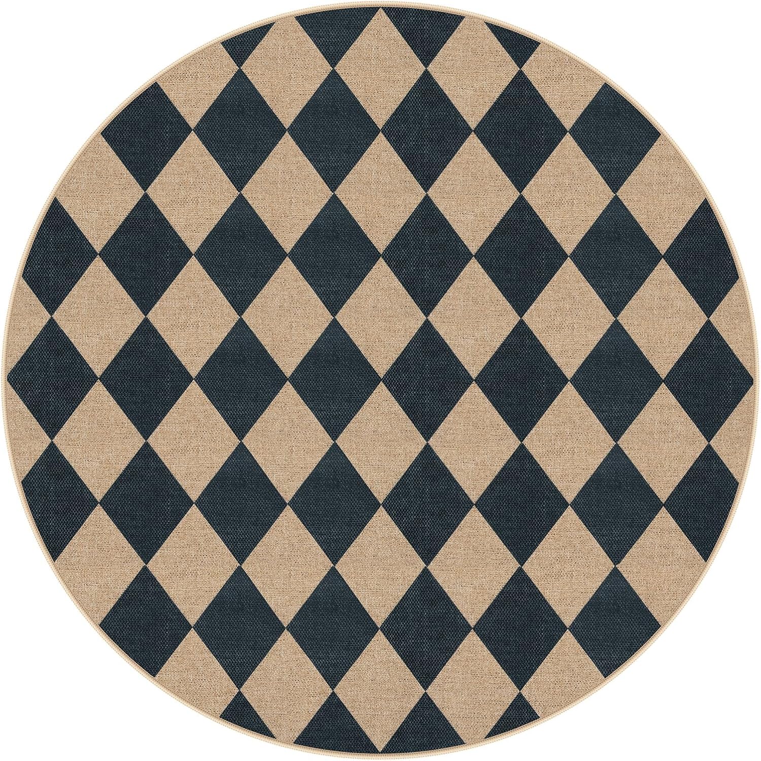 

Minimalist Checkerboard Round Carpet Classic Geometric Square Pattern Rug Modern Home Non-Slip Mat for Living Room Decor 40x40cm