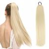 Synthetic Ponytail Extensions Elastic Band Wrap Around Straight Ponytail Extension for Women 24" Long Straight Soft Natural Ponytail