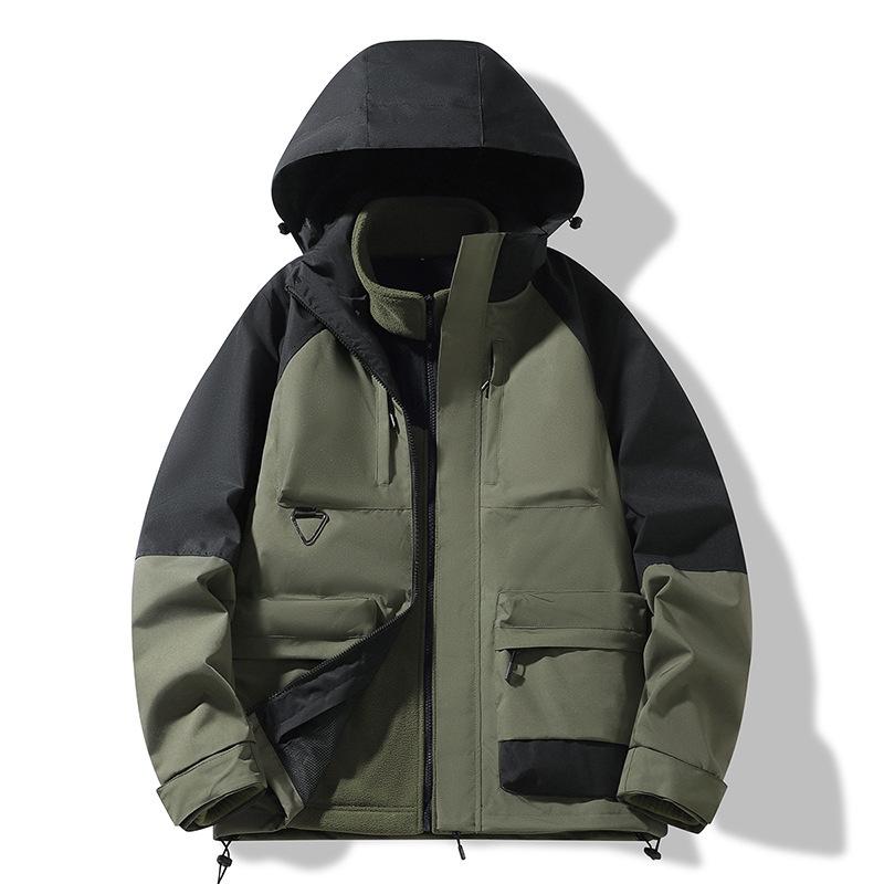 

Новая мужская куртка-двойка три-в-одном для активного отдыха, ветрозащитная, водонепроницаемая, со съемным капюшоном, контрастной расцветки, для альпинизма 5XL зелёный