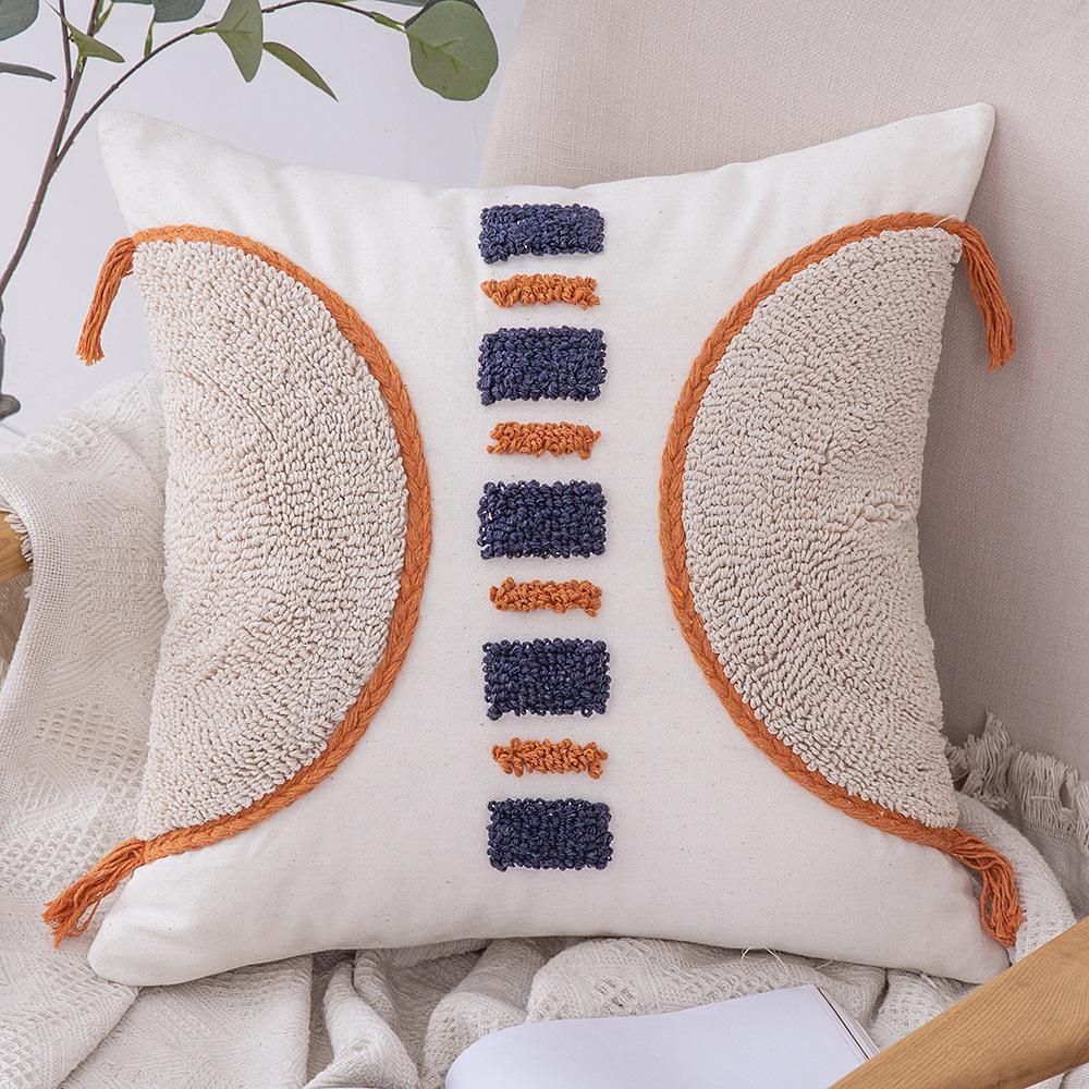 Home Decoration Ethnic Style Cushion Bedside Ins Moroccan Lace Tassel Tufted Pillow Cover